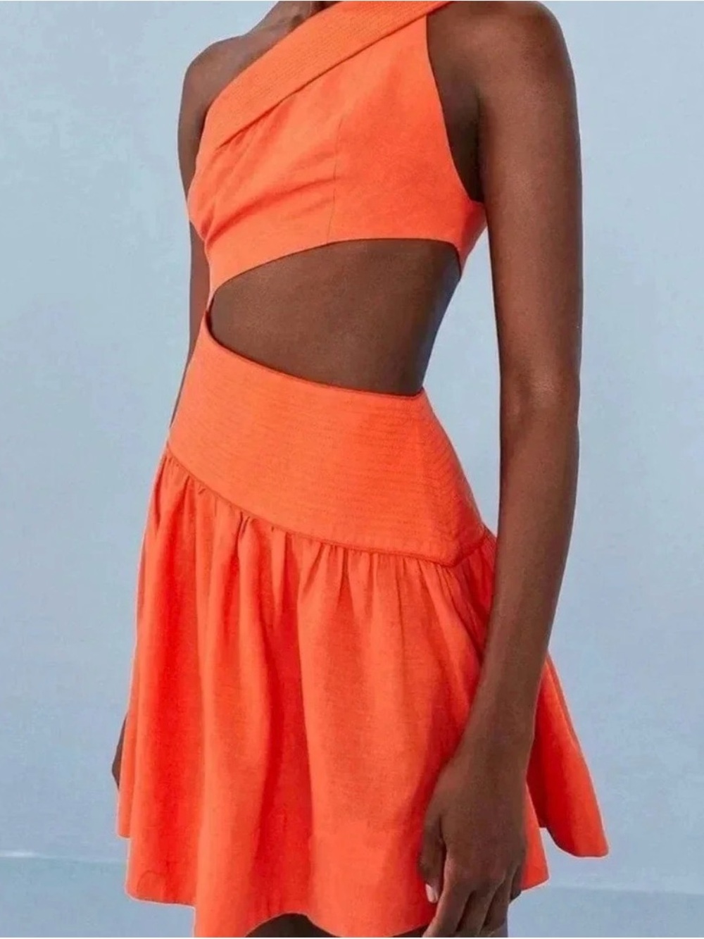Farm Rio Orange One-Shoulder Mini Dress size Small
